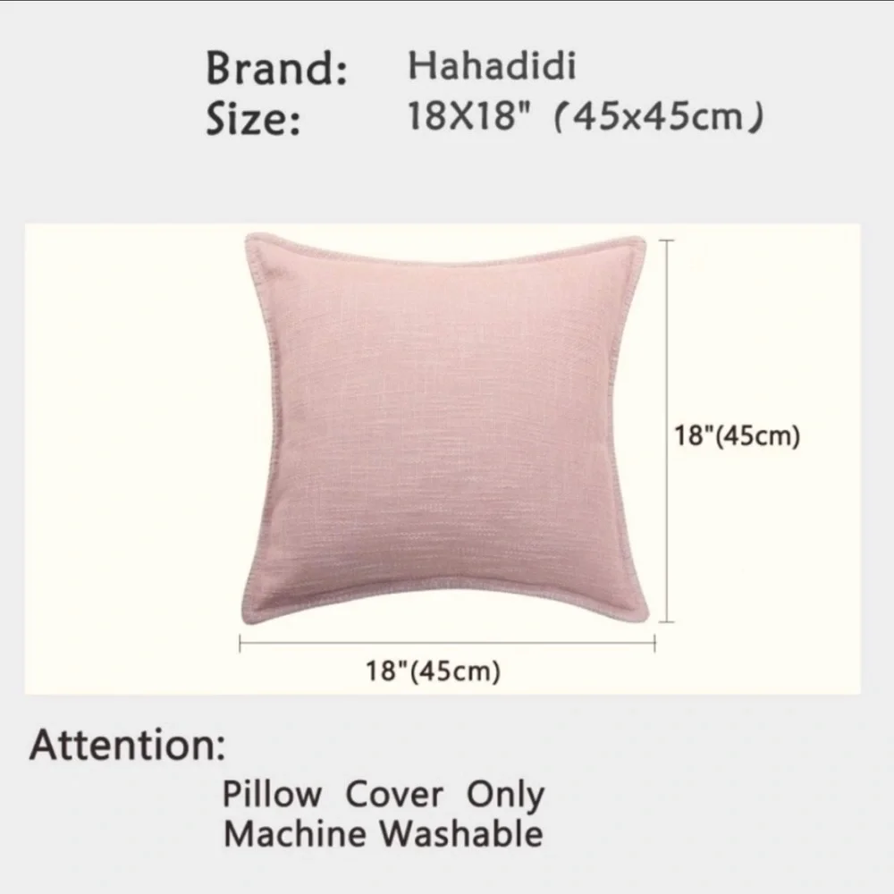 Luxury Home | Chic Blush Pink Faux Linen Tweed Tailored Trim Throw Pillow Cover
